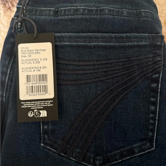 NWT 7 For All Mankind DOJO Blue Black Santiago Size 28 Flare Jeans - Picture 4 of 10